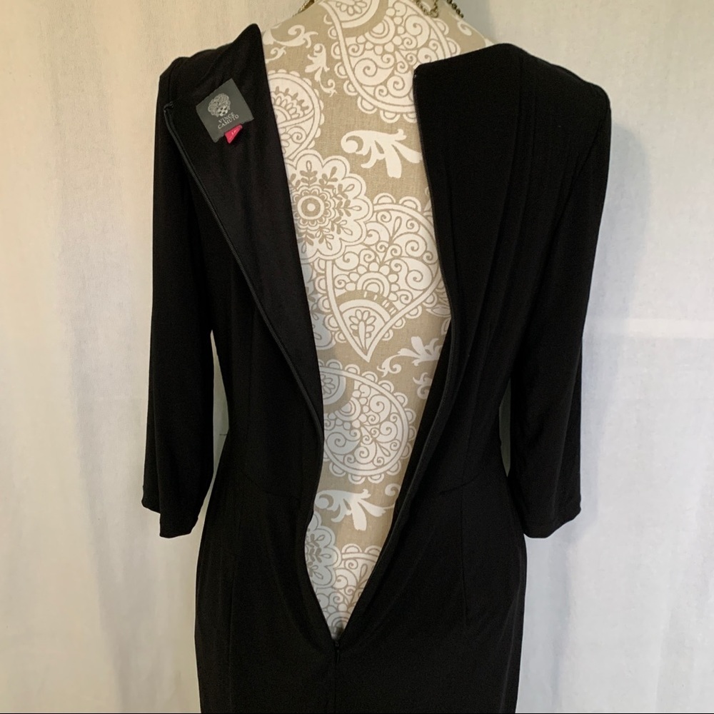 Vince Camuto / Black Cinch Waist Long Sleeve Dress - Picture 6 of 8